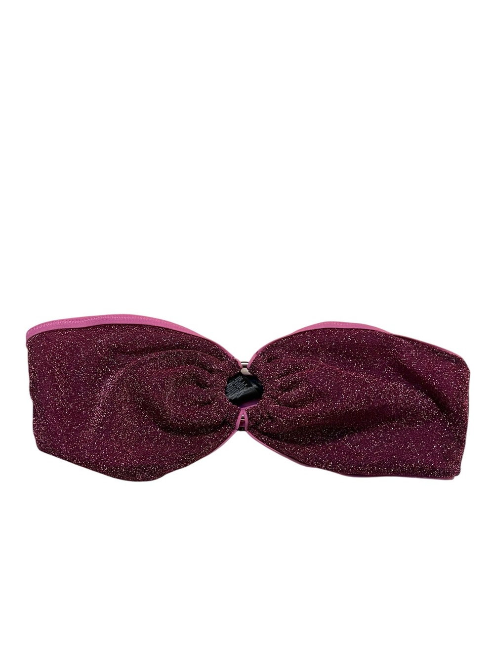 Asos Design Women's Size 10 Bandeau Bikini Top Magenta Pink Purple Sparkle Ring